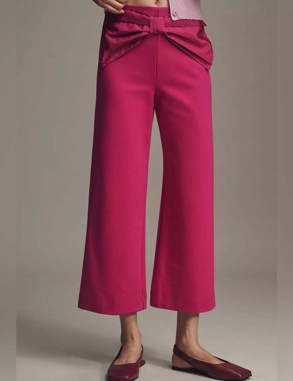 NWT Anthropologie Maeve Bow Waist Wide Leg Pants Pink - 25 Petite (P)